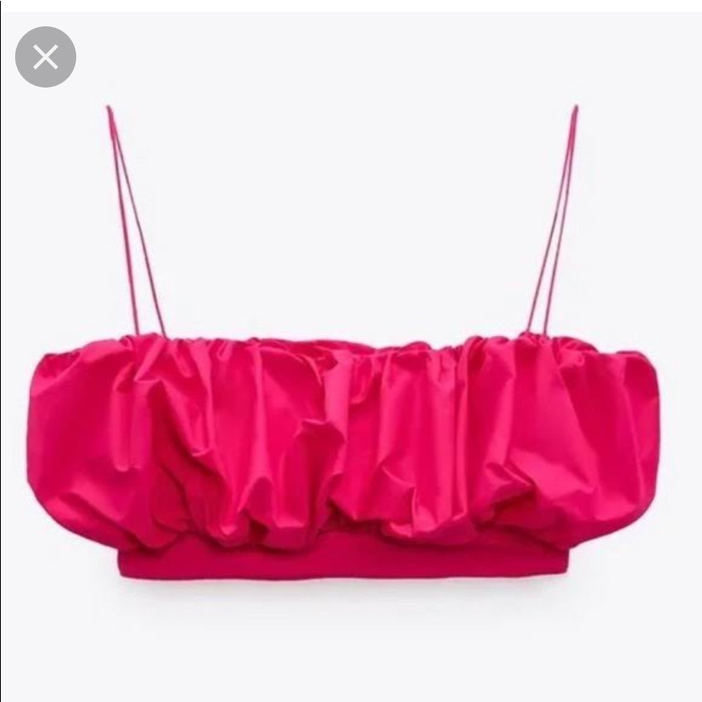 Zara Bandeau Bikini Top - pop pink / ballon puffer style